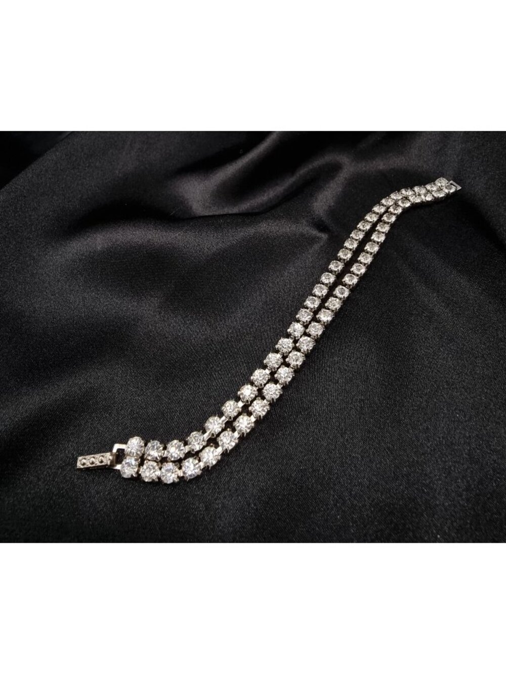 Vintage 1950's La-Rel Signed Double Strand Rhinestone Bracelet